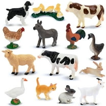 Toymany Tiny Farm Animal Figures Toy, 3.54 in, Halloween, Thanksgiving, Christmas, Easter, Plastic, Set of 14