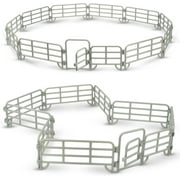Toymany 18PCS Corral Fencing Panel Accessories Playset 2 Gates Fences, Plastic Fence Toys Barn Paddock Horse Stable or Farm Animals Horses Figurines, Educational Gift Kids Toddler