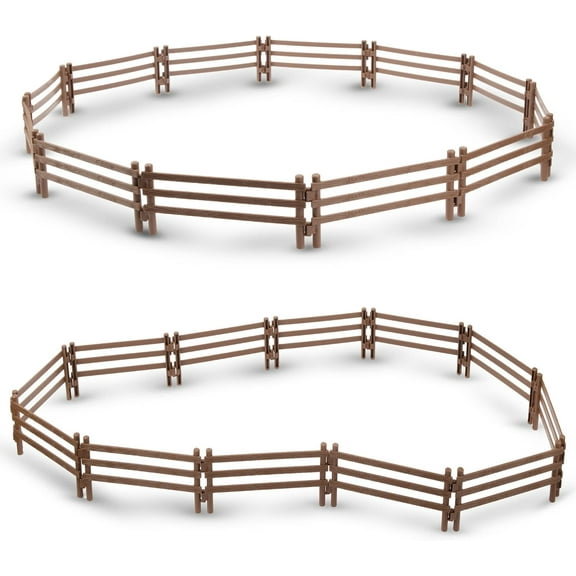 Toymany 24PCS Horse Corral Fencing Accessories Playset, Plastic Fence Toys for Farm Barn Paddock Horse Stable or Farm Animals Horses Figurines, Educational Gift Cake Toppers for Kids Toddler