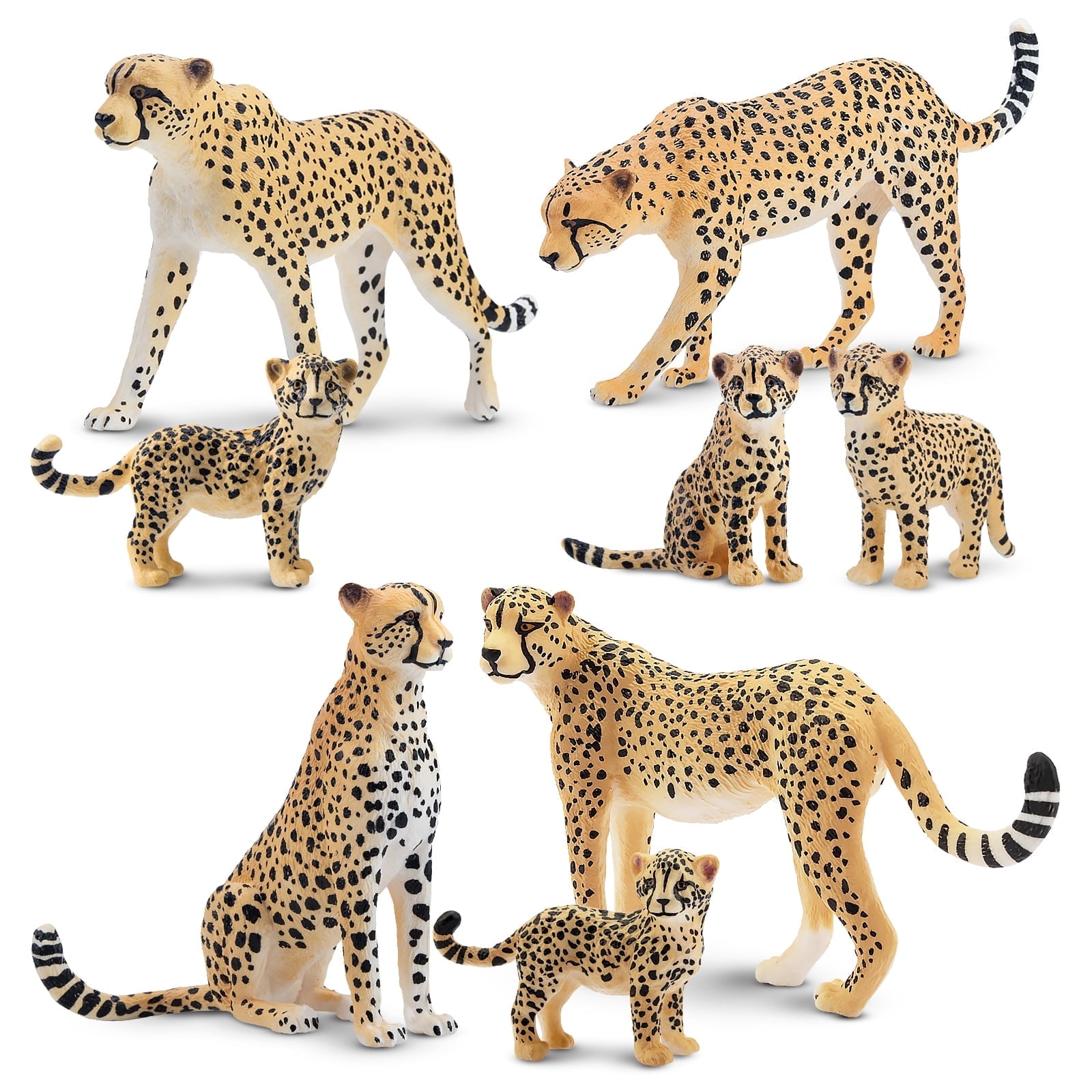 Toymany 8PCS Cheetah Family Figurines Playset