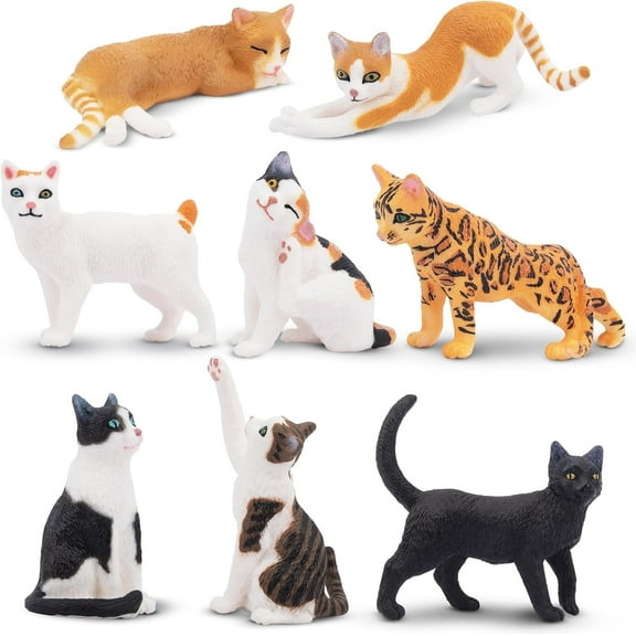 Toymany 8PCS Realistic Cat Figurines Toy Set