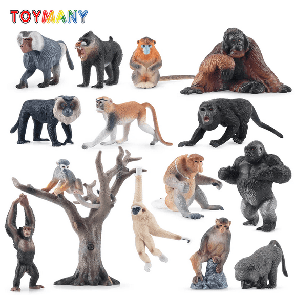 Toymany Simulation Monkeys & Apes Primate Animal Model Toy Mini Figures Dolls Action Figurines Toys Children Gift Cake Decor