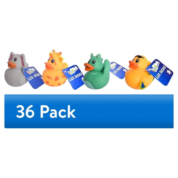 (36 pack) Toymendous Lux Rubber Ducks, Assorted Colors & Styles, 1 per Purchase, Toy for Children Ages 3+