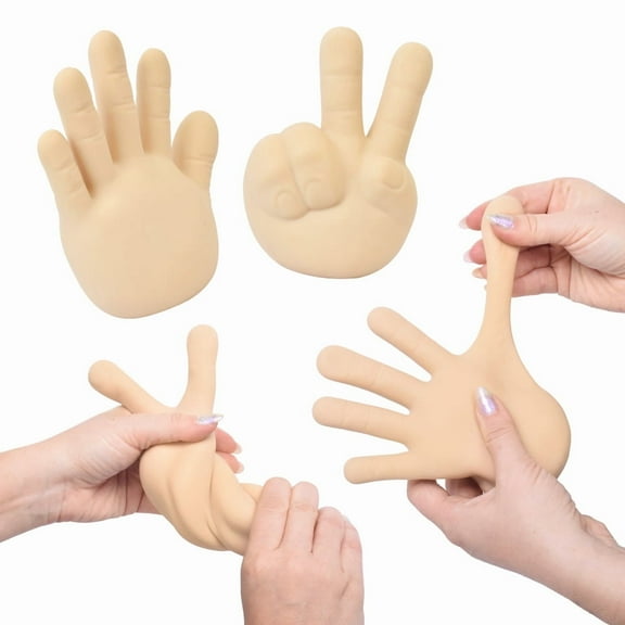 Toymendous Squish Hands, 2 pack Rubber Stress Balls, Toy for Children Ages 3+