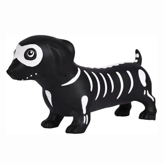 Toymendous Squishy Weenie Dog Black and White Relaxation Skeleton Animal Toy with Bone Print, Engaging Christmas Party Favors for Kids to Enhance Tactile Play