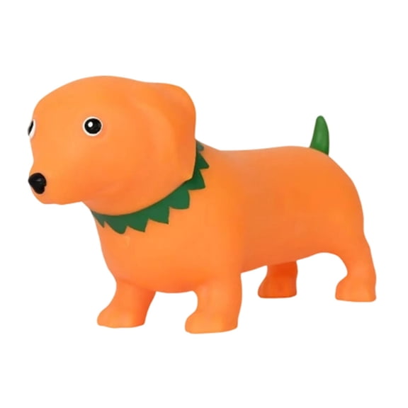 Toymendous Squishy Weenie Dog Pumpkin Orange Halloween Dog Toy with Green Collar Single Piece, Cute Dachshund Squishies for Stress Relief and Desktop Decoration