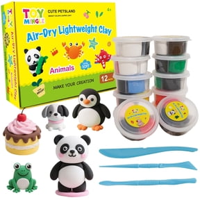 Toymingle 12-Pack Air-Dry Lightweight Clay Set - Animal Theme Modeling Art Kit, Non-Toxic Magic Dough with Sculpting Tools for Kids 4+