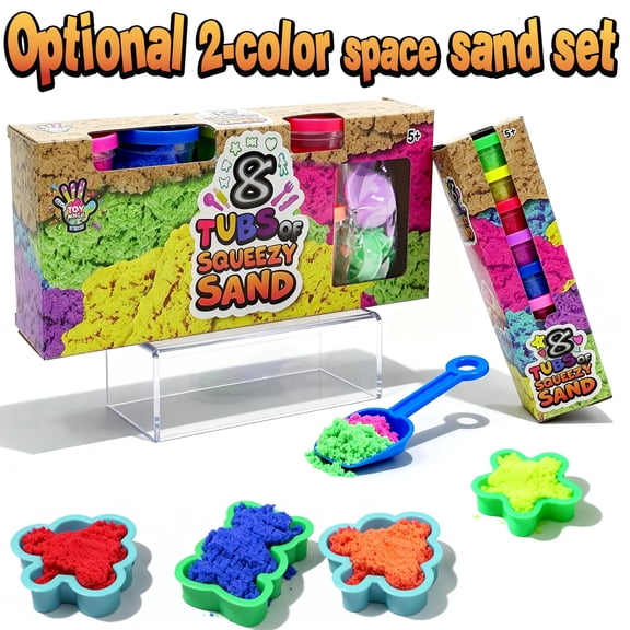 Toymingle 2.2 lbs Magic Space Sand Kit with Castle Molds, Never Dries Out Kinetic Modeling Sand Set, Creative Indoor Sensory Toy for Kids 5+, Gift for Boys & Girls