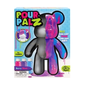 Pour Palz 9 Bear, Berry Blast, DIY Paint & Pour Craft Kit for Kids Ages 5+