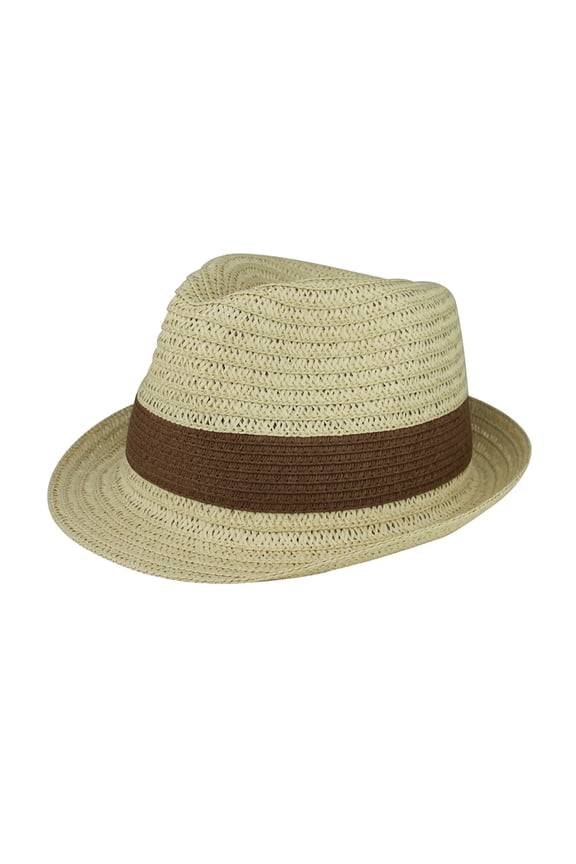 Toyo Braid Fedora Hat - Natural/Brown