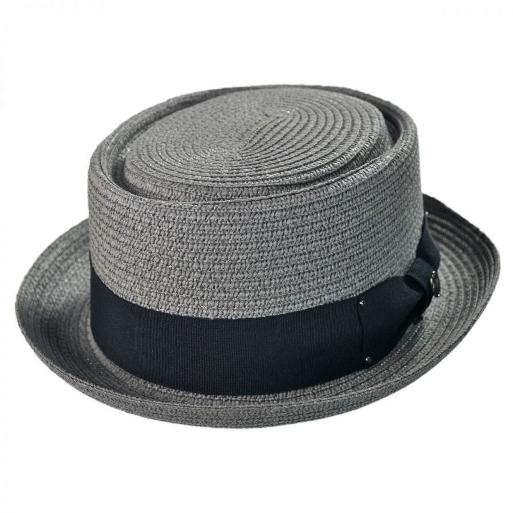 Toyo Straw Braid Pork Pie Hat - L - Gray