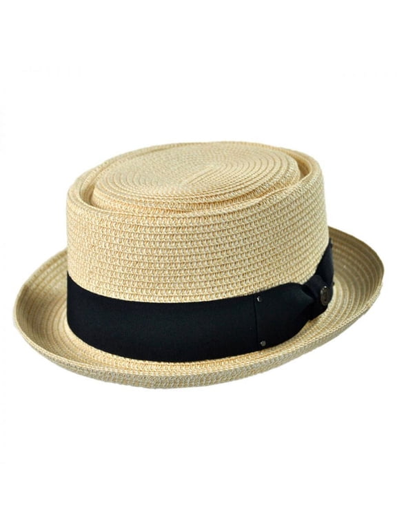 Toyo Straw Braid Pork Pie Hat - XL - Tan