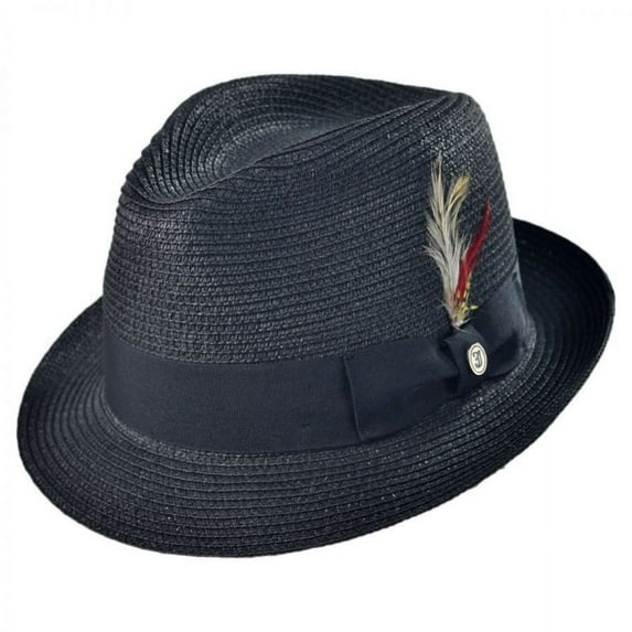 Toyo Straw Braid Trilby Fedora Hat - M - Black