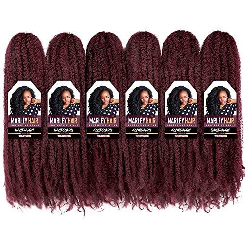 ToyoTress Marley Hair Crochet Braids - 24 Inch 6 Packs Marley Twist Crochet Hair For Faux Locs, Afro Kinky Curly Marley Braids Synthetic Braiding Hair Extensions (24 Inch, 99J-6P)