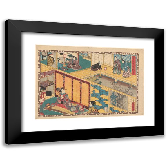 Toyokuni Utagawa 14x11 Black Modern Framed Museum Art Print Titled - Interior of Daimyo Palace (Late 18th Century - Early 19th Century)