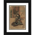 thumbnail image 1 of Toyokuni Utagawa 14x18 Black Ornate Wood Framed Double Matted Museum Art Print Titled - Iwai Hanshiro No Oiso No Onna Umakata Tragauishi No Ofumi (1818), 1 of 5