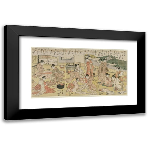 Toyokuni Utagawa 18x11 Black Modern Framed Museum Art Print Titled - Women Making Clothing (Early 1790s)