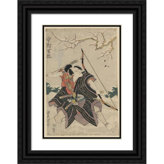 Toyokuni Utagawa 18x24 Black Ornate Framed Double Matted Museum Art Print Titled: Nakamura Shikan (1818)