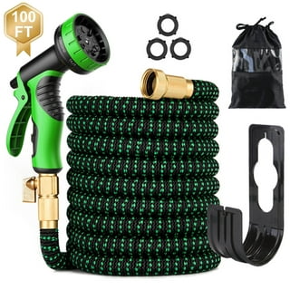 25ft Expandable Garden/Car Wash Hose with 9 Function Spray Nozzle, Durable  3-Layer Latex Core & 3/4 Inch Solid Brass Fittings, Lightweight No-Kink