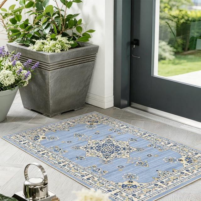 Toyoso 2x3 Oriental Medallion Area Rug, Distressed Floral Traditional ...