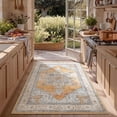 thumbnail image 1 of Toyoso 3x5 Machine Washable Area Rug, Soft Polyester Vintage Medallion Distressed Rug, Non-Slip Oriental Floral Accent Carpet, Burnt Orange, 1 of 7