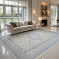 thumbnail image 1 of Toyoso 9x12 Oriental Medallion Area Rug, Distressed Floral Traditional Carpet, Soft Low Pile Non-Shedding Rug for Oversized Living Room, Open Space, Master Bedroom, Faded Boho Home Decor, Blue, 1 of 10