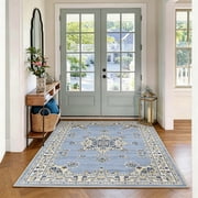 Toyoso 3x5 Oriental Medallion Area Rug, Distressed Floral Traditional Carpet, Soft Low Pile Non-Shedding Rug for Living Room, Bedroom, Dining Room, Faded Boho H