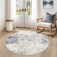 thumbnail image 1 of Toyoso 8x8 Round Washable Area Rug Large Abstract Modern Blue Beige Circle Rug Machine Washable Luxury Area Rug For Living Room Dining Room Foyer Home Decor, 1 of 9