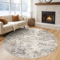 thumbnail image 1 of Toyoso 5x5 Round Washable Area Rug Abstract Modern Brown Grey Circle Rug Machine Washable Soft Low Pile For Reading Nook Entryway Small Dining Space Interior Decor, 1 of 9