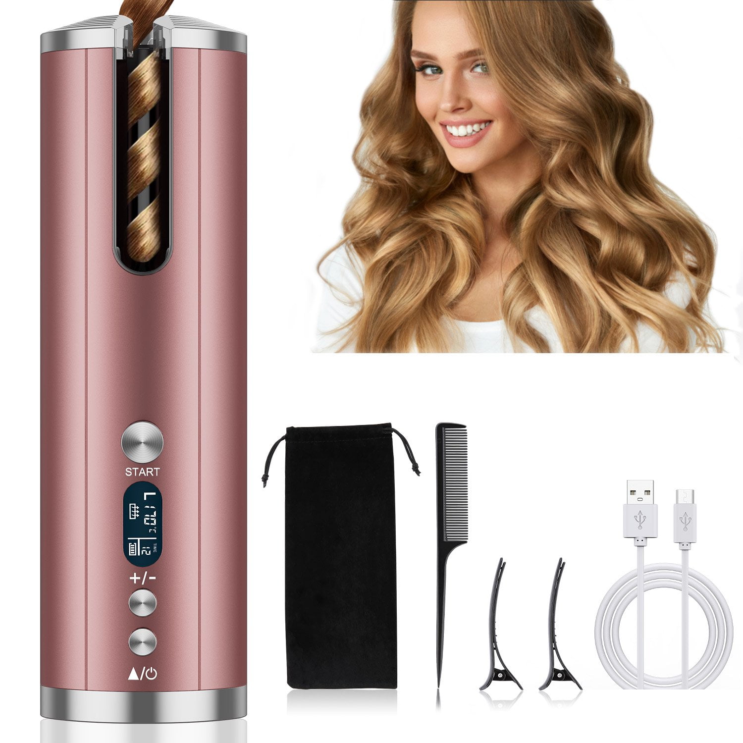 Toyoso Automatic Curling Iron, Cordless Hair Curler with Temps & Timer
