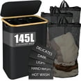 Toyoso 145L Laundry Hamper with Lid, 3 Section Clothes Organizer
