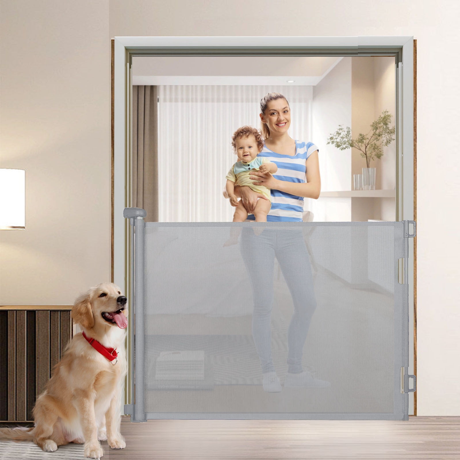 Toyoso Retractable Baby Gates for Stairs, Mesh Pet Gate 33" Tall