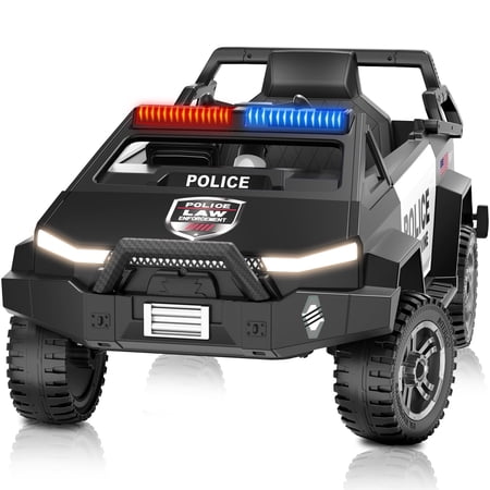 HHVEL 24V Ride on Toy, Electric Police Car for Kids Ride on Toys Cop Cars with Remote Control, Alarm Lights,Music, 5mph Max Speed,Black