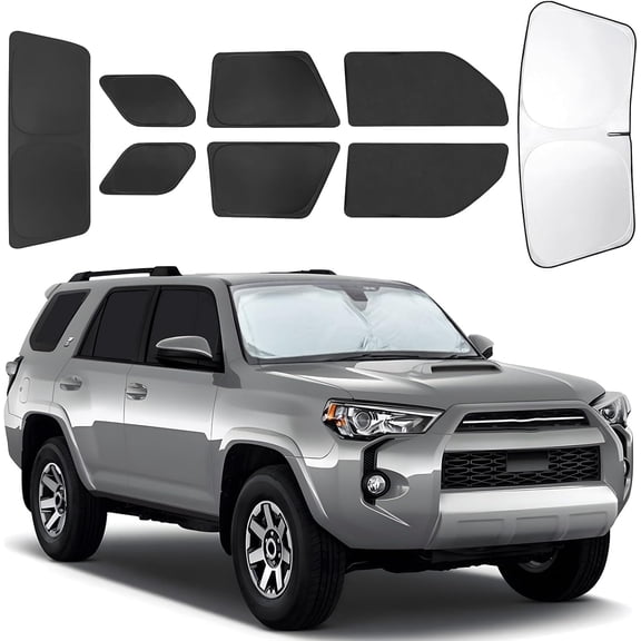 for Toyota 4Runner 2010-2024 Car Window Shades, 8pcs Privacy Sun Shade Set for Front Windshield Side and Rear Windows, Full Window Covers Keeps Vehicle Cool for Camping Napping