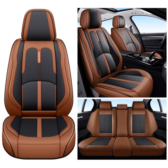 for Toyota 4runner 2009 Car Seat Cover, Faux Leather 5 Piece Full Set Waterproof Fine Exquisite Workmanship, Black and Orange Car Seat Covers, Give Your Interior a New Look