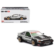 Toyota AE86 Sprinter Trueno RHD #86 Silver Metallic & Black with Carbon Hood and Graphics 1/64 Die Cast Model Car by Mini GT