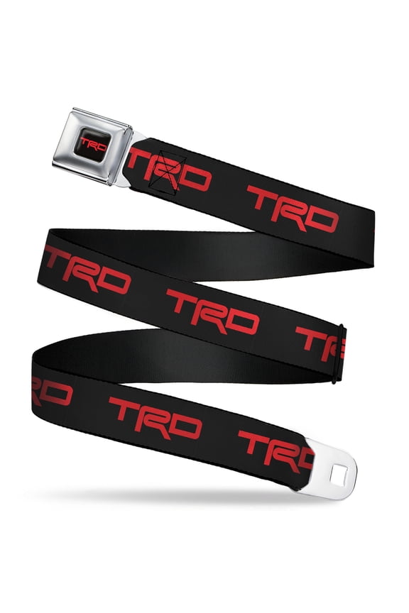 Toyota Belt, Seatbelt Buckle Belt, Toyota Racing Development TRD Logo Black Red, 30 to 44 Inches