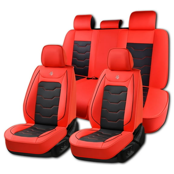 For Toyota Camry LE 2005 Car Seat Covers, Red Car Seat Covers, Waterproof Faux Leather, 5 Piece Full Set, Wear Resistance, Easy to Clean and Install, Beautify Interior