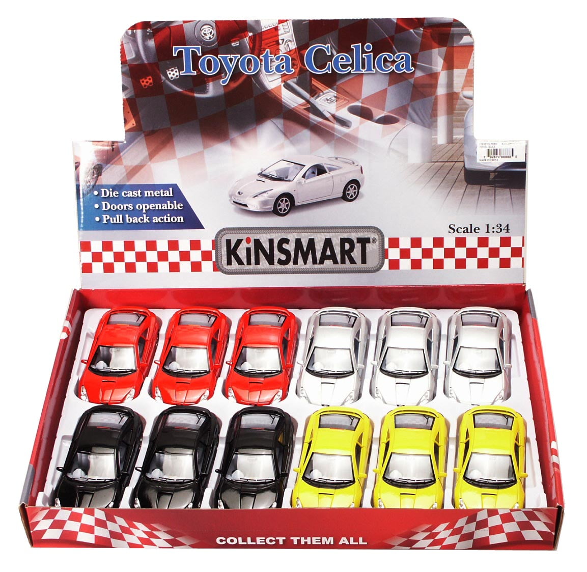 Toyota Celica Diecast Car Package - Box of 12 1/34 Scale Diecast