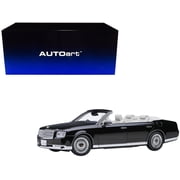 Toyota Century Open Car Convertible RHD Right Hand Drive Black with White Interior 1/18 Model Car by Autoart