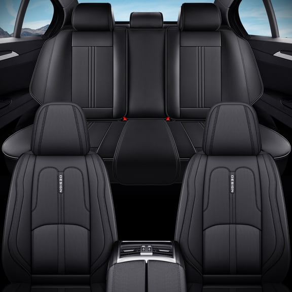 for Toyota Corolla 2006 Car Seat Cover, Faux Leather Full Set of 5 Seats Non-Slip Lining Fine Exquisite Workmanship, Black Car Seat Covers, Beautify the Interior of Old Cars