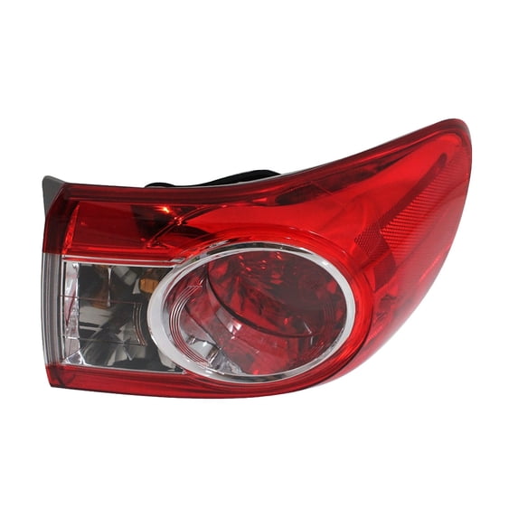 For Toyota Corolla 2011 2012 2013 Tail Light Assembly Passenger Side | Outer | Red/Clear Lens | Chrome Housing | Body Mounted | Replacement For TO2805111 | 8155002580, TYT1251BALS