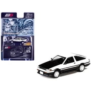 Toyota Corolla Levin AE86 White with Carbon Hood "Initial D" 1995-2013 Manga 1/64 Diecast Model Car by Hobby Japan
