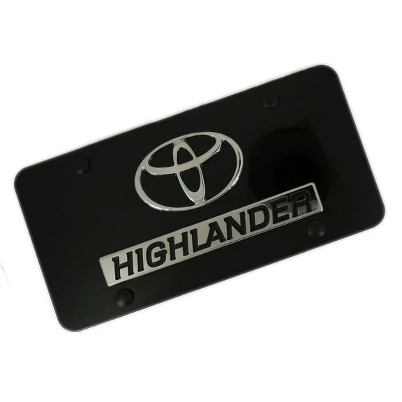 Toyota Dual Logo Highlander License Plate (Chrome on Black)