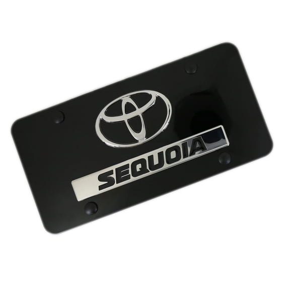 Toyota Dual Logo Sequoia License Plate (Chrome on Black)