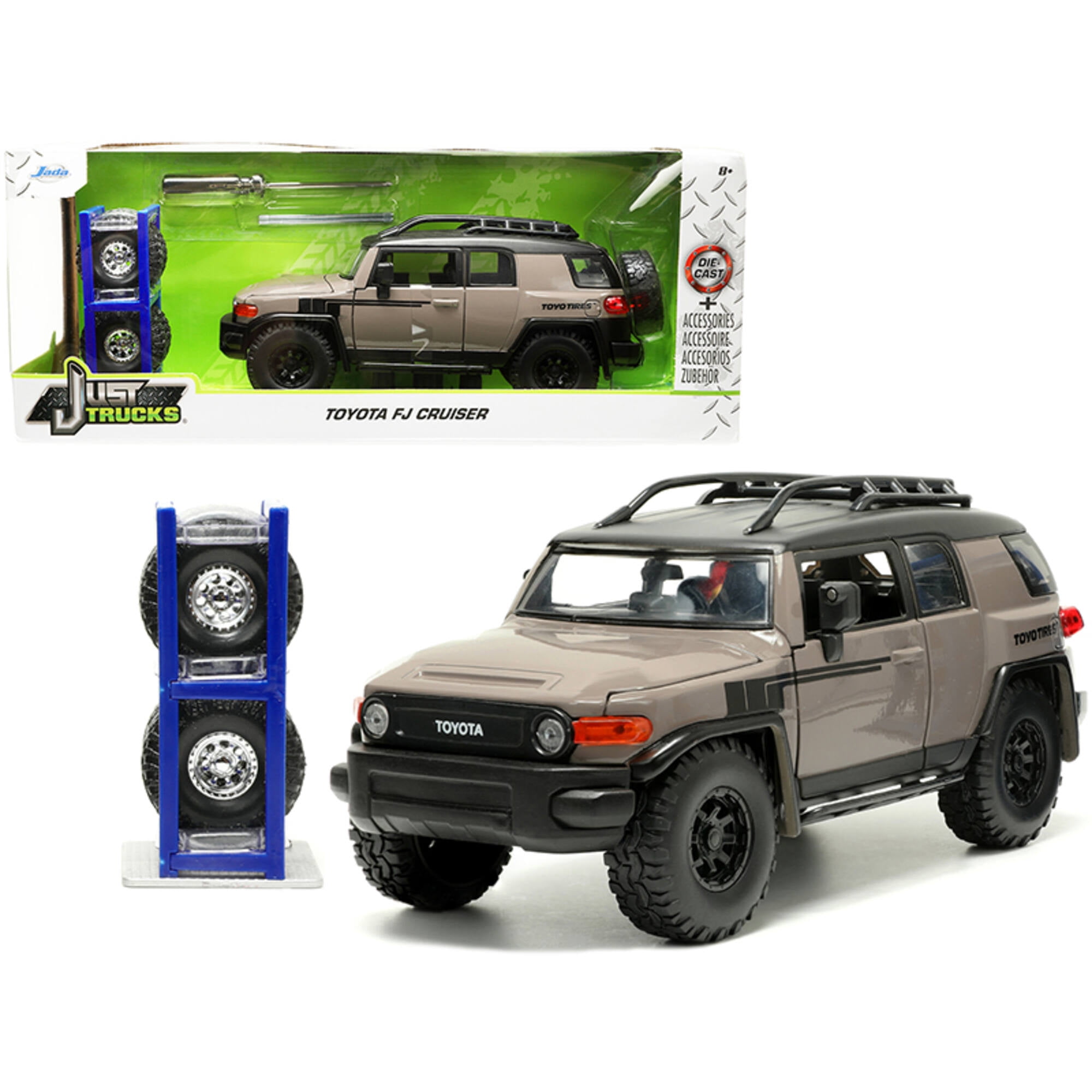 Jada Toys Just Trucks 1:24 Toyota FJ Cruiser Die-cast Car Brown with Tire Rack, Toys for Kids and Adults Jada Toys Just Trucks 1:24 Toyota FJ Cruiser Die-cast Car Brown with Tire Rack, Toys for Kids and Adults