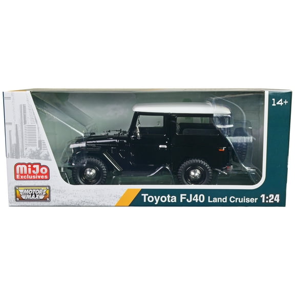 Toyota FJ40 Land Cruiser Black with White Top 1/24 Diecast Model Car by Motormax