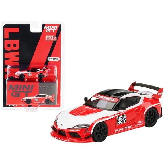 Toyota GR Supra LB WORKS RHD "Liqui Moly" Red & White w/Black Top to 3000 pieces 1/64 Diecast Model Car by True Scale Miniatures