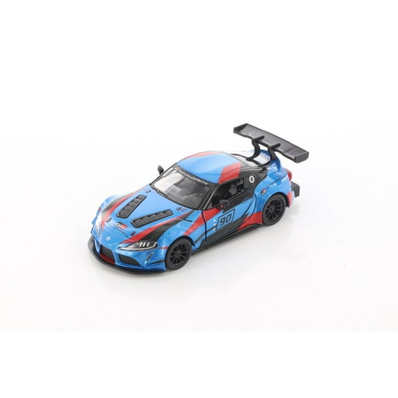 Toyota GR Supra Racing Concept Hardtop with Decals, Blue - Kinsmart 5421DF - 1/36 scale Diecast Model Toy Car