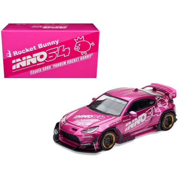 Toyota GR86 "Pandem Rocket Bunny" Pink Metallic with Graphics "APA XPO 2025 Event" 1/64 Diecast Model Car by Inno Models